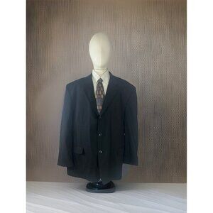 Paulo Solari Jacket Men's Size 50R Black Athletic Fit Blazer 100% Wool Unvented